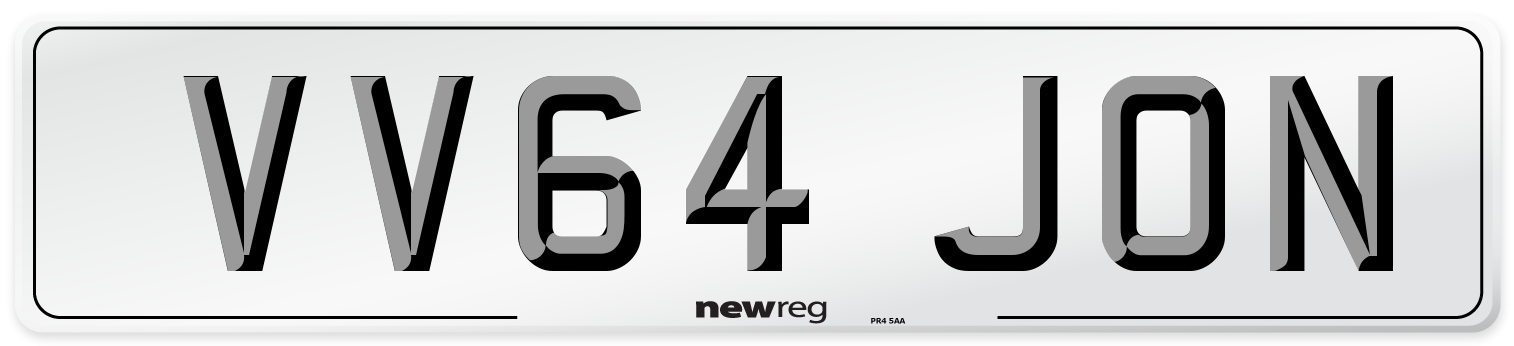 VV64 JON Number Plate from New Reg